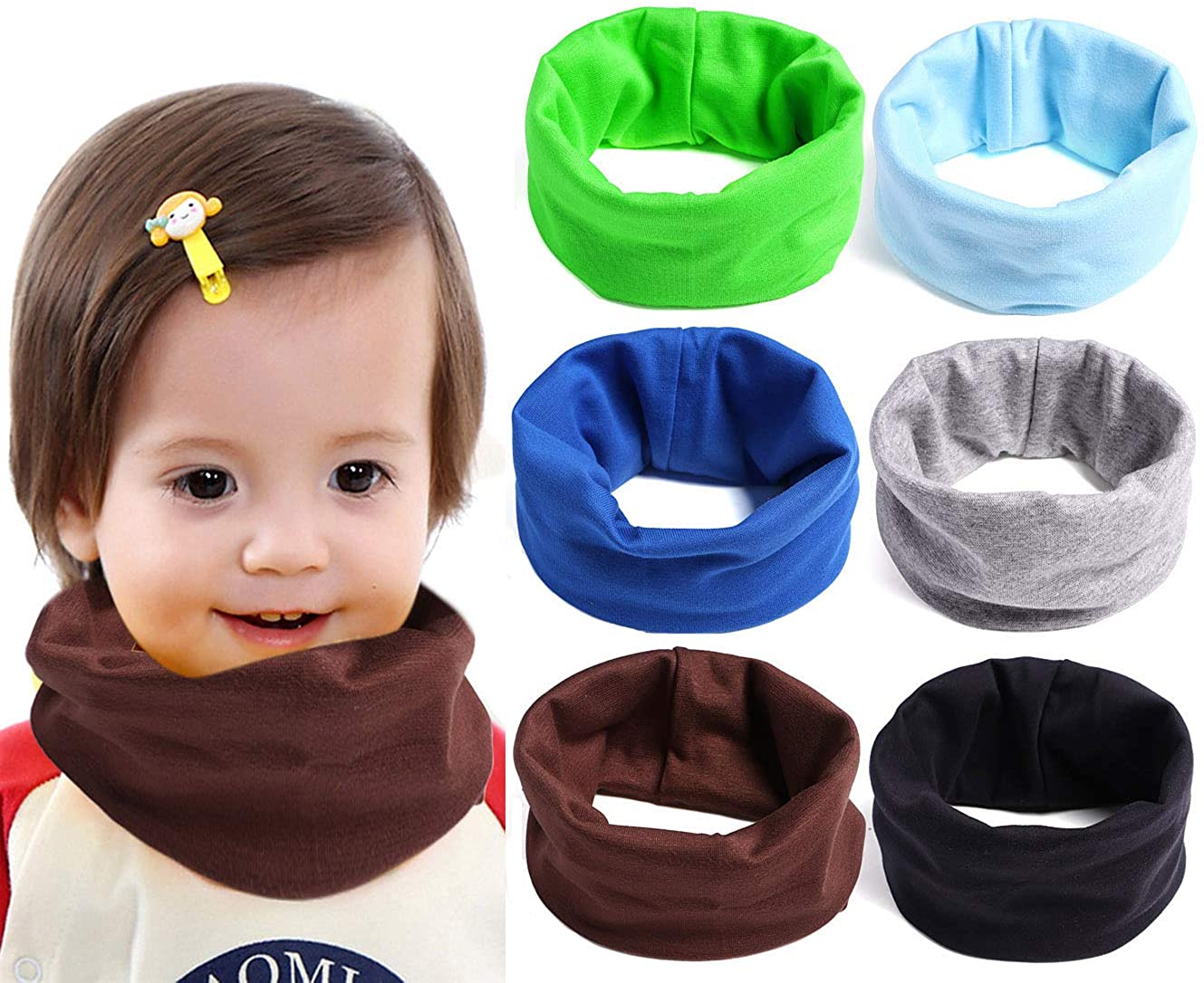 Tacobear 6pcs Echarpe Bebe Garcon Cache Cou Enfant Doux Coton Foulards Echarpe Bandana Cache Cou Pour